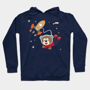 pace bear or astronaut in a space suit with cartoon style Hoodie